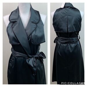 NWT THREAD Social satin cocktail wrap satin shirt dress trench coat style